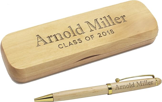 My Personal Memories Custom Engraved Ballpoint Pen with Personalized Case - Wood Pen Set for Lawyers, Doctors, Teachers, Graduates, Students (Maple)