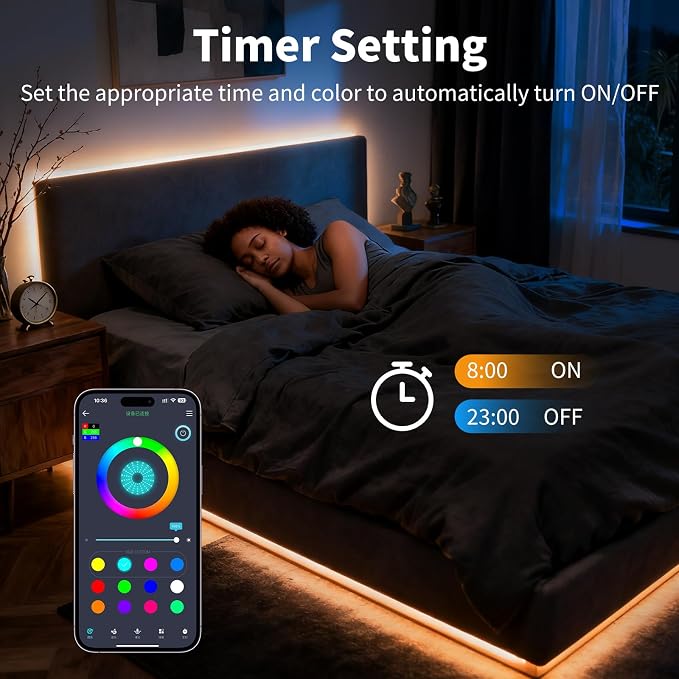 LED Strip Lights,RGB Music Sync Color Changing Led Lights with Smart App Control Remote & Remote Control,LED Lights for Bedroom,Room Essential,Sense of Atmosphere Decorations(65FT-1Roll)