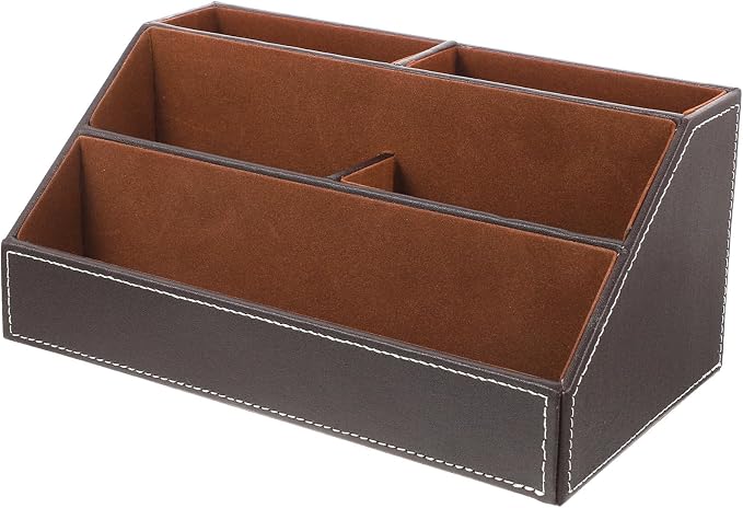 Desktop Sundries Storage Holder Minimalist Contemporary Design Desk Organizer Pu Leather with High Density Board to Keep Desk Clean and Tidy for Office and Home Use
