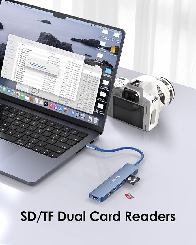 LENTION USB C Hub with 100W Charging, 4K HDMI, Dual Card Reader, USB 3.0 & 2.0 Compatible MacBook Pro, New Mac Air/Surface, Chromebook, More, Stable Driver Adapter (CB-CE18, Blue)