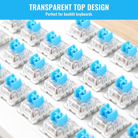 Leezmark 400 Pcs Mechanical Keyboard Switches, 3-PIN Key Switches Keyboard Clickers for 3D Prints Fidget, Dustproof Replacement Keys for Most Gaming Keyboards (Blue, 400 PCS)
