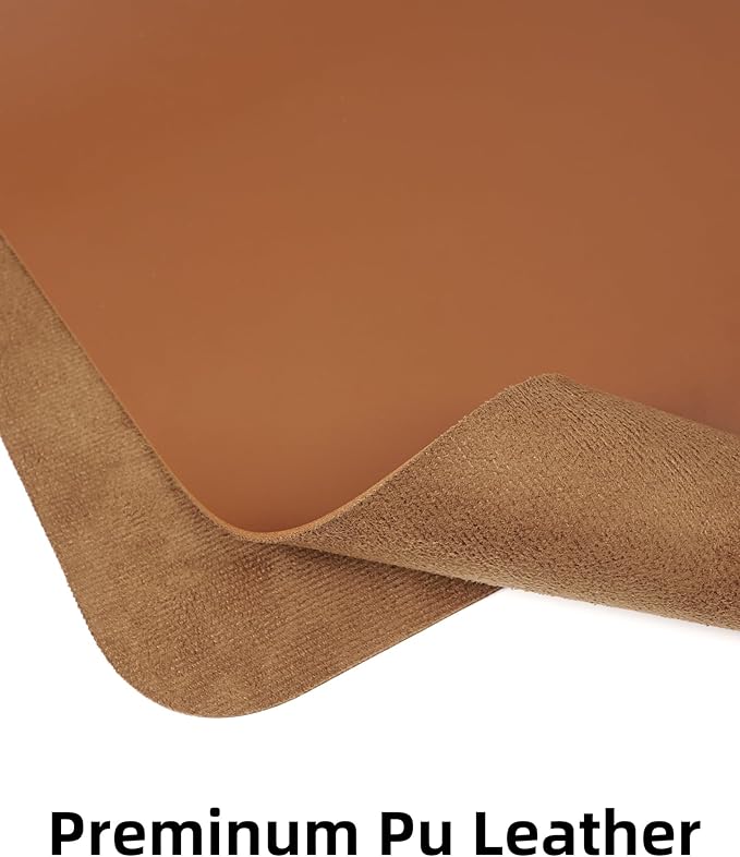 Leather Desk Pad Protector, Mouse Pad, Office Desk Mat, Non-Slip PU Leather Desk Blotter, Large Desk Mat, Waterproof Keyboard Mat for Office/Home/Decor (Light Brown, 55" x 17")