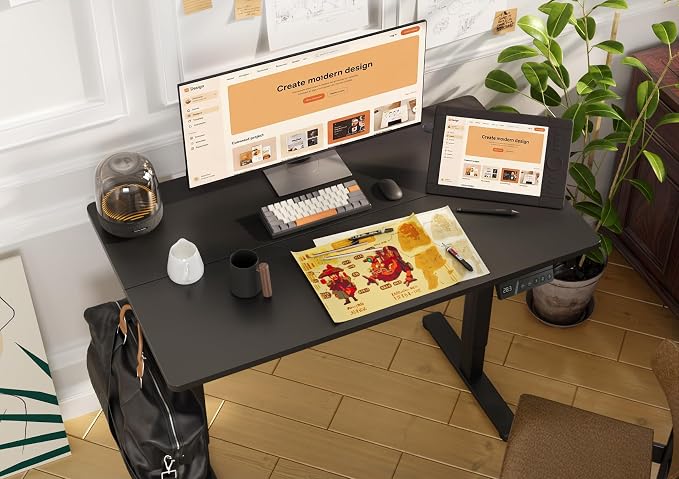 Claiks Electric Height Adjustable Stand Up Desk, 32x19 Inches, Black
