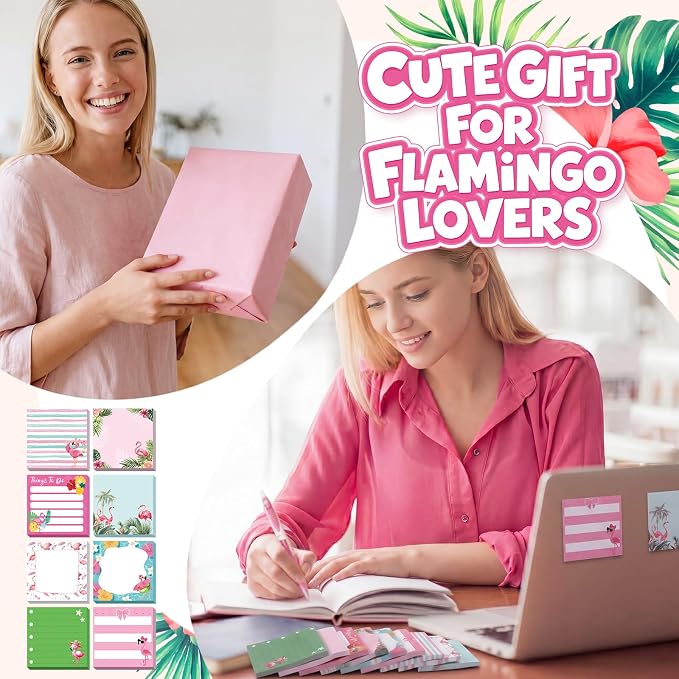 9 Pads Flamingos Sticky Notes 3x3 Inch Cute Self Stick Notepads Notes Adhesive Memo Pad Office Decor Gifts for Students School Teacher Meeting Office Supplies
