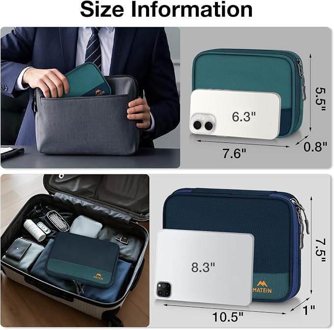 MATEIN Electronics Organizer Travel Case 2 Pack, Water Resistant Backpack Organizer Pouch for Travel Essentials, Cable Storage Bag for Earbuds, Phone & Flash Drive, Tech Gift for Men