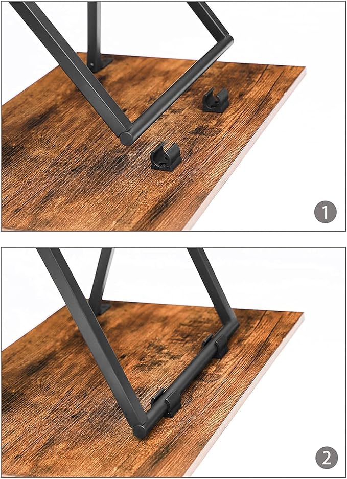 HOOBRO Folding TV Tray Tables, Set of 2 Side Table for Small Space, Industrial Snack Tables for Eating at Couch, Stable Metal Frame, Easy Assembly, Space Saving, Rustic Brown and Black BF25BZ01