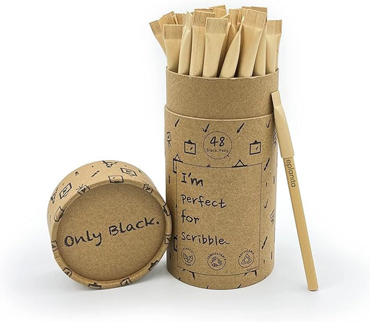 eplanita I’M PERFECT FOR SCRIBBLE – Eco Friendly Pens (Pack of 48), Black Ink Ballpoint Biros, Sustainable Stationary Supplies, For Office or School, One Tree Planted
