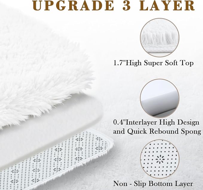 Rugs for Living Room 5x8, Alfombras para Salas Shag Large Plush Soft Area Rug, Shaggy Carpets for Bedroom,Boys Girls Home Decor Aesthetic(5 x 8, White)