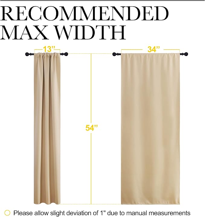 NICETOWN Blackout Room Darkening Curtains - Home Decoration Light & Noise Reducing Thermal Insulated Window Draperies with Rod Pocket Top (Biscotti Beige, 2 Panels, 34 inches Wide x 54 inches Long)