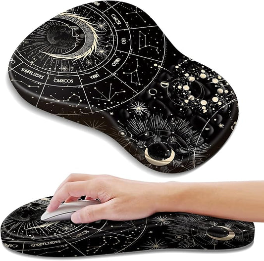 YIWEI Ergonomic Mouse Pad with Wrist Rest - Comfortable Office Mousepad with Memory Foam Wrist Support for Carpal Tunnel Relief, Mouse Pads with Non-Slip Base for Gaming and Home (Constellation)
