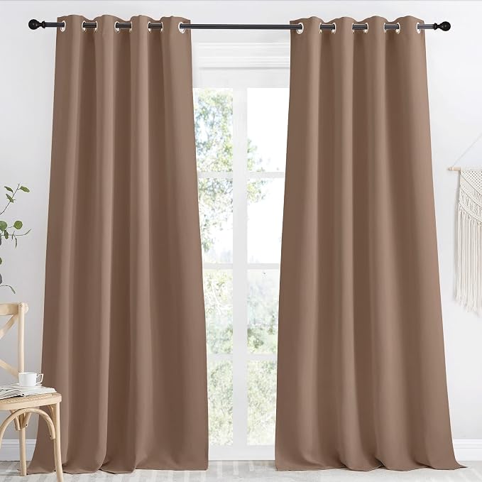 NICETOWN Cappuccino Blackout Curtain 118 inch Long, W55 x L118, 1 Panel, Thermal Insulated Window Treatment with Grommet Room Darkening Thermal Insulated Panel for Bedroom/Living Room