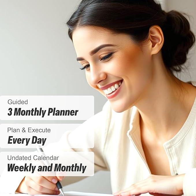 90-Day Goal Planner with Daily Journal, Gratitude & Habit Tracker | ADHD Planner, Undated, Gratitude Journal for Women and Men, Manifestation Planner & Productivity