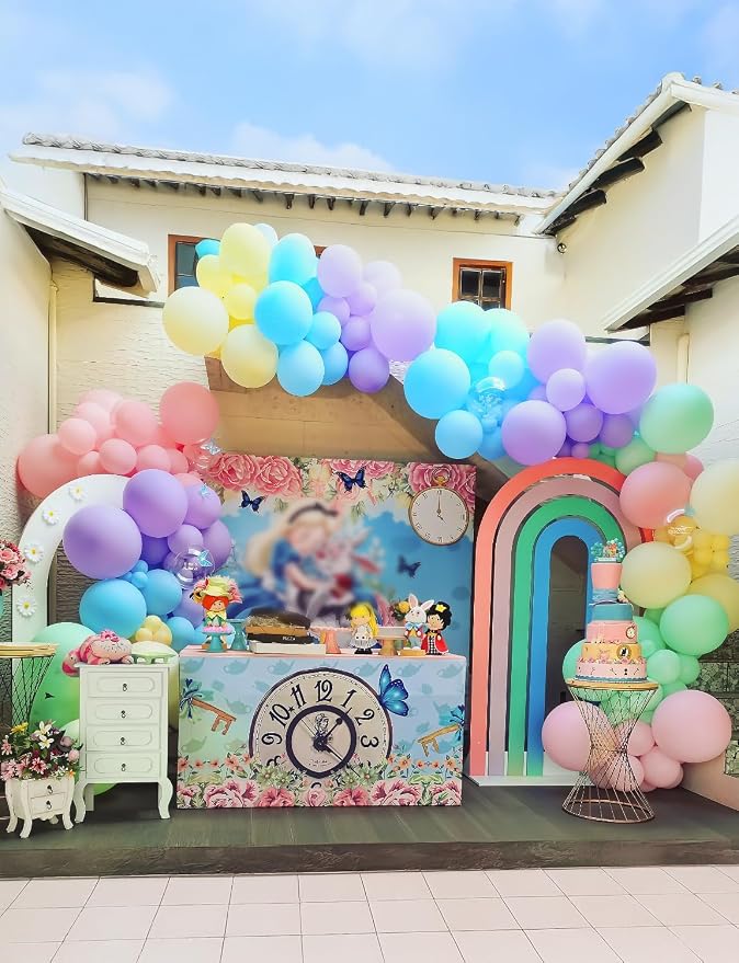 Pastel Rainbow Balloons Arch Garland Kit, Macaron Assorted Color Balloon Arch Kit,18/12/5 In Pastel Spring Balloon Arch for Spring Tea Party Unicorn Birthday Party, Baby Shower Supplies