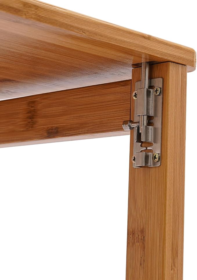 Folding Computer Desk with Bookshelf Bamboo Portable Foldable Table for Writing, Studying, Gaming Folding Desk for Student Office