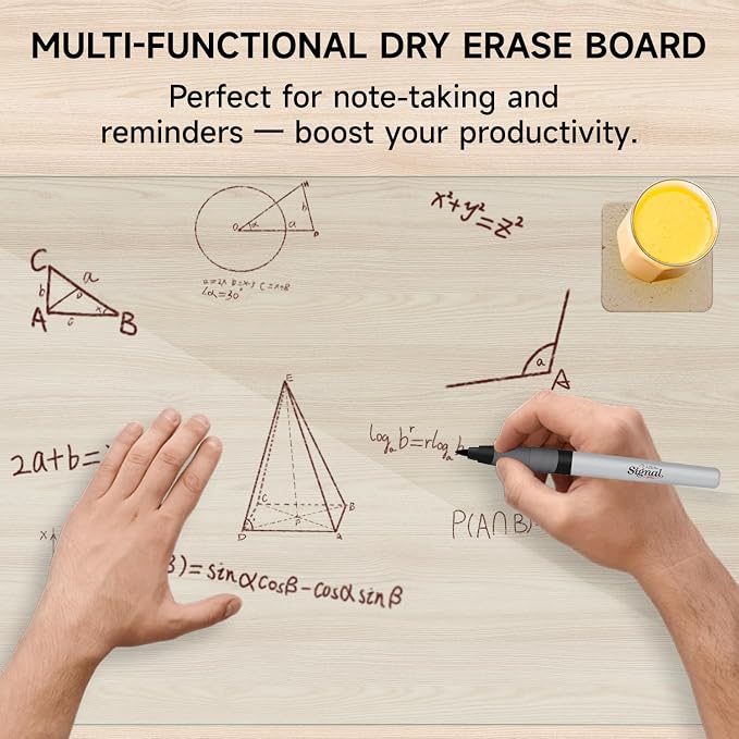 VASUHOME 24" x 18" Clear Tempered Glass Desk Mat - Multi-Functional Desk Pad for Keyboard and Monitor Protection, Dry Erase Surface, Ideal Table Top Protector for Home & Office