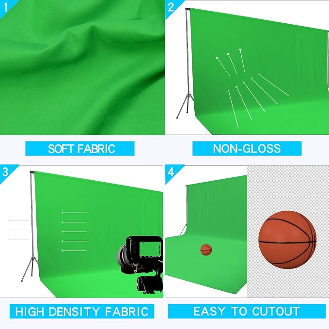 ISSUNTEX 10X16 ft Background Muslin Backdrop, Photo Studio, Collapsible High Density Screen for Video Photography and Television-Green
