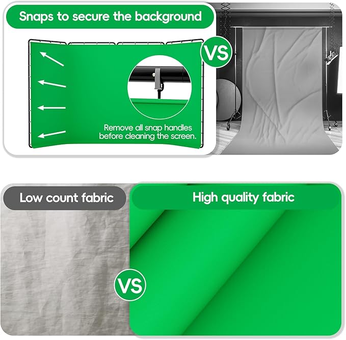 7.87x13.12ft Portable Green Screen Backdrop Kit, Large Collapsible Greensceen Photography Background with Heavy Duty Stand for Parties, Photo Studio Video Shooting, Live Streaming, Keying, Stage