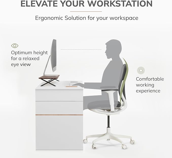 Anji Mountain Monitor Stand - Desktop Organizer & Laptop Riser, Ergonomic Monitor Riser, Space-Saving Monitor Stand for Desk, Durable Construction, Easy Assembly, Ideal for Home & Office,Walnut