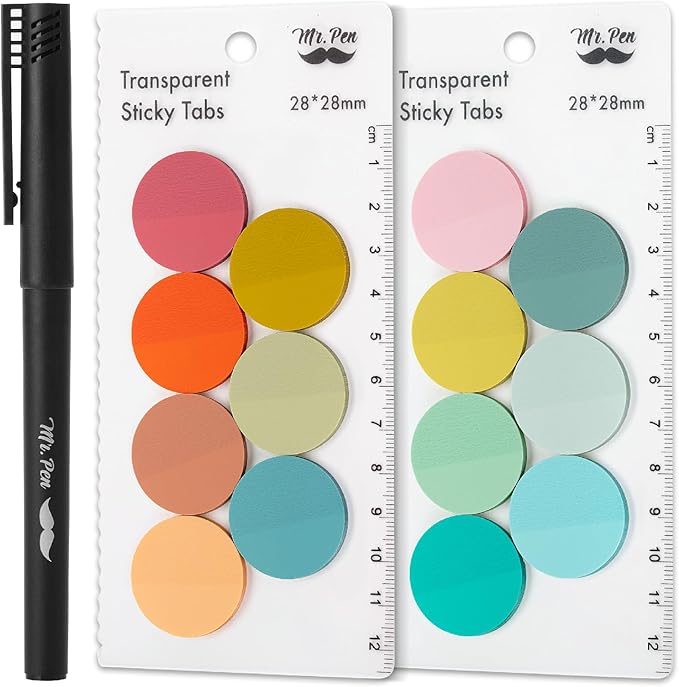 Mr. Pen- Transparent Sticky Note Set, 560Sheets, Colorful, Round Transparent Sticky Notes Set, Stocky Notes for Bible Journaling