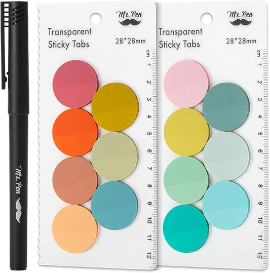Mr. Pen- Transparent Sticky Note Set, 560Sheets, Colorful, Round Transparent Sticky Notes Set, Stocky Notes for Bible Journaling