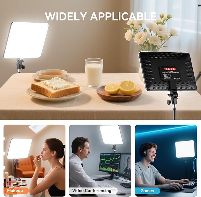 2-Pack LED Video Light Kit, 14" Studio Light with 75'' Tripod Stand & Phone Holder, 2700-6500k Dimmable Photography Lighting Kit, Podcast Lighting for Video Recording, Streaming, YouTube, Tiktok