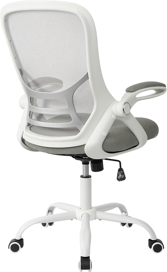 HYLONE Office Chair Ergonomic Chair with Flip up Armrests, Thickened Seat Computer Chair with Breathable Mesh Back Home Office Computer Chairs for Long Hours Mesh Office Chair(Grey)