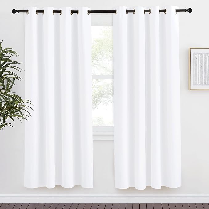 NICETOWN Room Darkening Window Treatment Curtain, Pure White, Single Panel, 55 by 78, Energy Smart Thermal Insulated Block Out Sunlight Shade & Blind for Bedroom with Grommet Ring Top