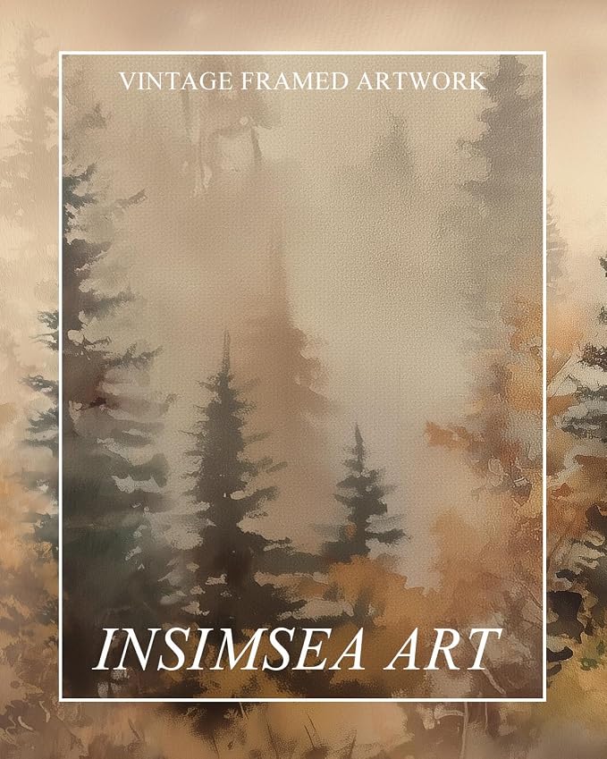 InSimSea Extra Large Framed Vintage Fall Wall Art, Living Room Country Farmhouse Decor, Forests Trees Landscape Canvas Prints, Retro Long Pictures for Bedroom Above of Bed, 20x40inch