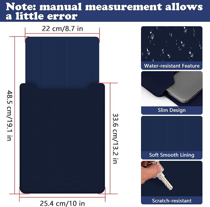 BVYA 12-13.3" Laptop Sleeve, PU Leather Laptop Case Compatible with MacBook Air 13 2018-2022 (M2 A2681 M1 A2337), Compatible with MacBook Pro 13 2016-2022 (M2 A2686 M1 A2338 A2251 A2289 A2159)