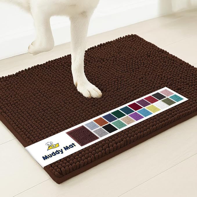Muddy Mat® | Super Absorbent Door Mat Indoor, Microfiber Quick Dry Chenille Entryway Rug, Non-Slip Front Door Mat, Indoor Mats for Entryway, Machine Washable Pet Rug, Chocolate Brown 5ft x 7ft