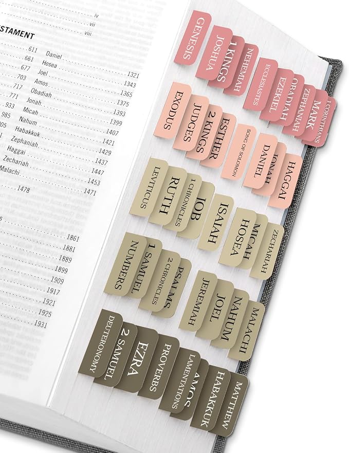 Bible Tabs for Women & Men, Bible Tab for Study Bible, Large Print Bible Tabs for Easy Navigation, Bible Index Tabs, 66 Tabs Old & New Testament, Extra 9 Blank Tabs - Green Terracotta