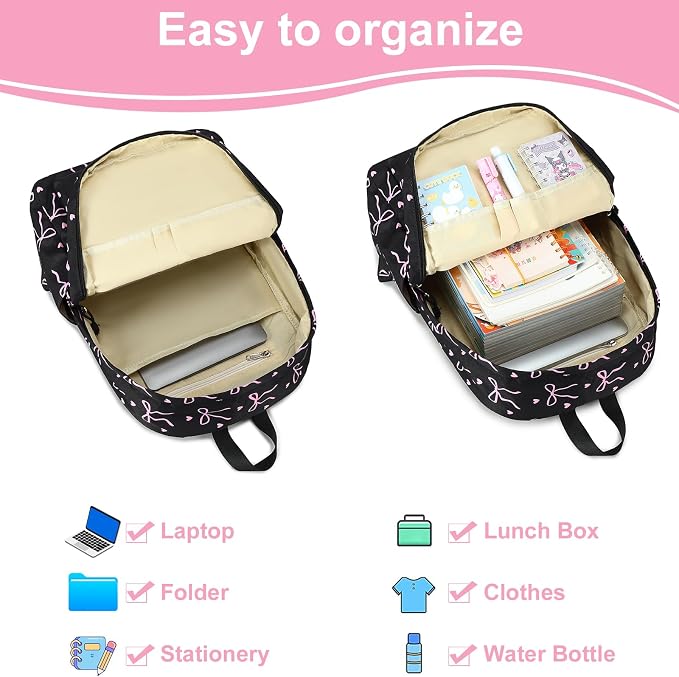LEDAOU Backpack for Girls School Bag Kids Bookbag Teen Backpack Set Daypack with Lunch Bag and Pencil Case | Kids