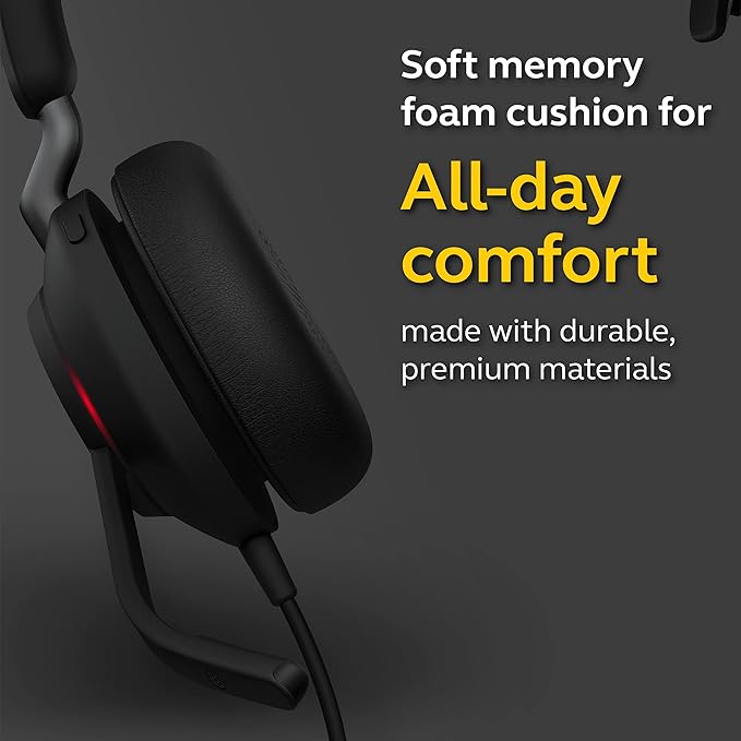 Jabra Evolve2 40 UC Wired Headphones, USB-A, Mono, Black – Telework Headset for Calls and Music, Enhanced All-Day Comfort, Passive Noise Cancelling Headphones, UC-Optimized with USB-A Connection