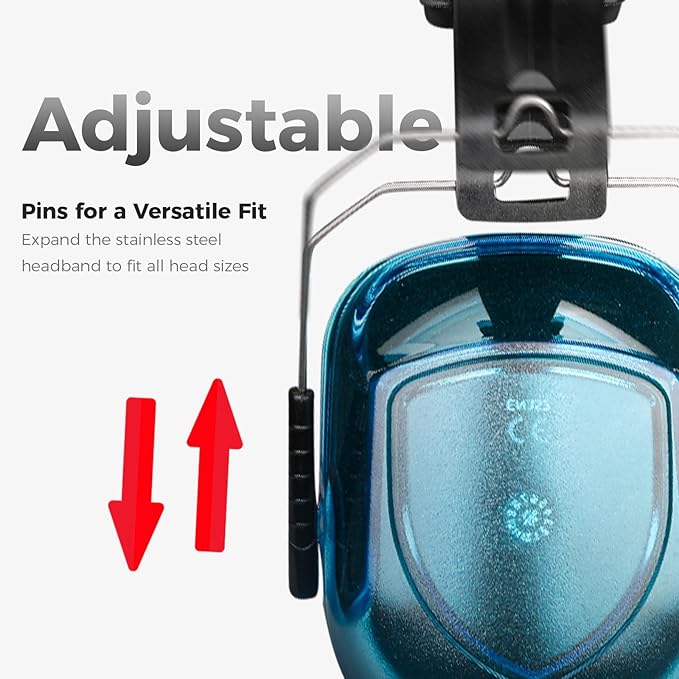 ProCase NRR 28dB Noise Reduction Ear Muffs, Foldable Adjustable Passive Noise Cancelling Headphones for Adults Kids Autism, Hearing Protection for Shooting, Construction, Mowing -Crystalblue