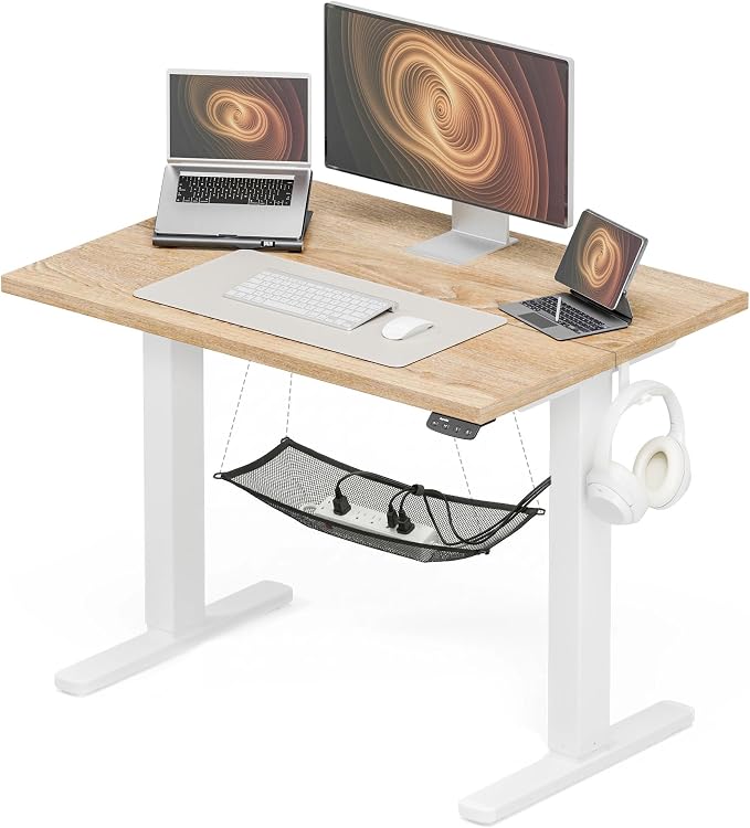 Acrolix Electric Standing Desk, Height Adjustable Home Office Desk with Memory Presets & Cable Management,Oak Sit Stand Desk for Work from Home, Ergonomic Computer Desk (40" x 24")