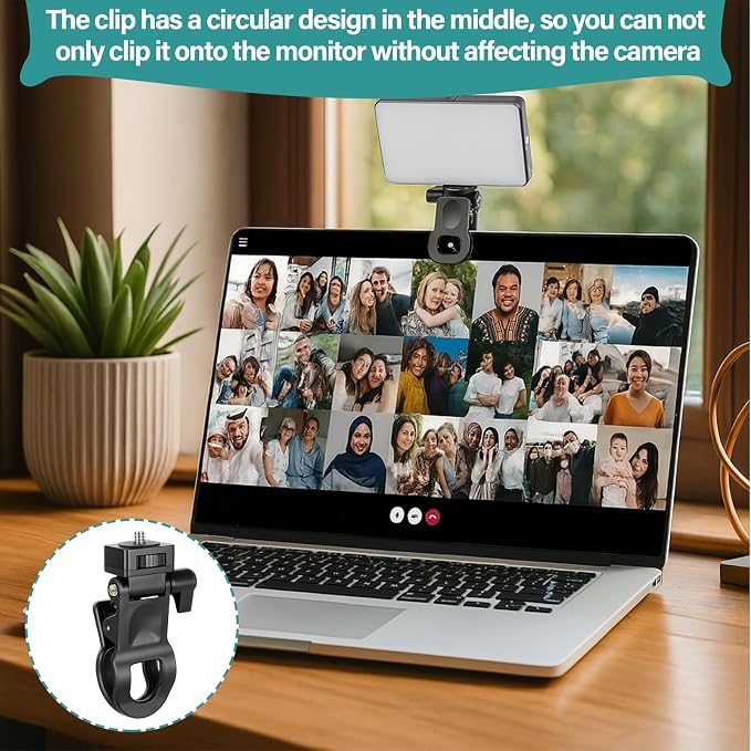 Selfie Phone Light Clip – Portable Clip-On Light for Phone, Camera, Laptop, Webcam, Tripod with 1/4" Thread Mount, Compatible for Zoom or Video Call