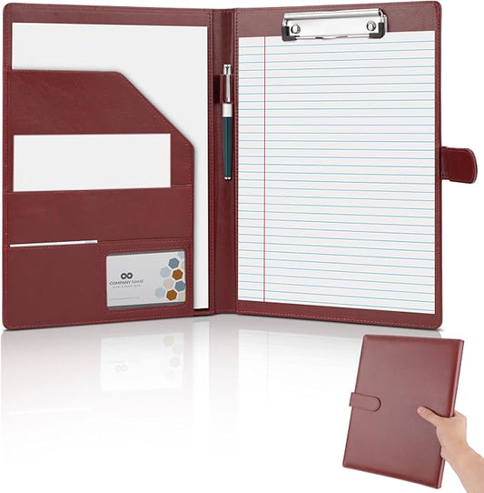 Professional Padfolio, Multi Function Faux Leather Portfolio Binder with Clipboard - Interview Resume Folder, Legal Document, Business Card Holder, for Office, Conference, Interviews (Brown)
