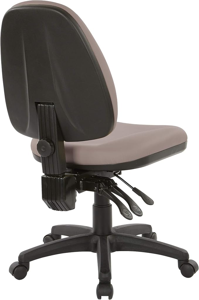 Office Star Ergonomic Dual Function Office Task Chair with Adjustable Padded Back and Built-in Lumbar Support, Armless, Dillon Stratus Fabric