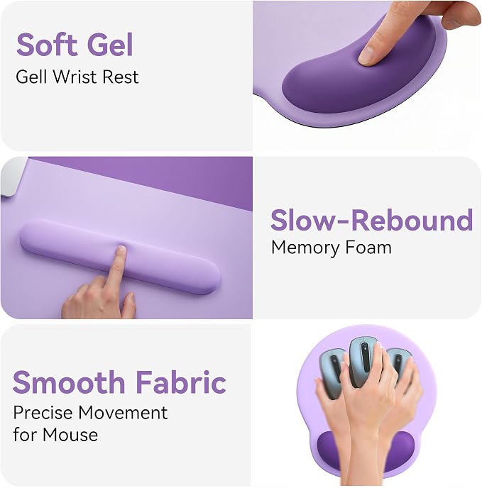 Mouse Pad with Keyboard Wrist Rest,Ergonomic Mouse Pad Wrist Support PU Base with Coaster,Mousepad with Nonslip Base for Computer Laptop Keyboard Home&Office