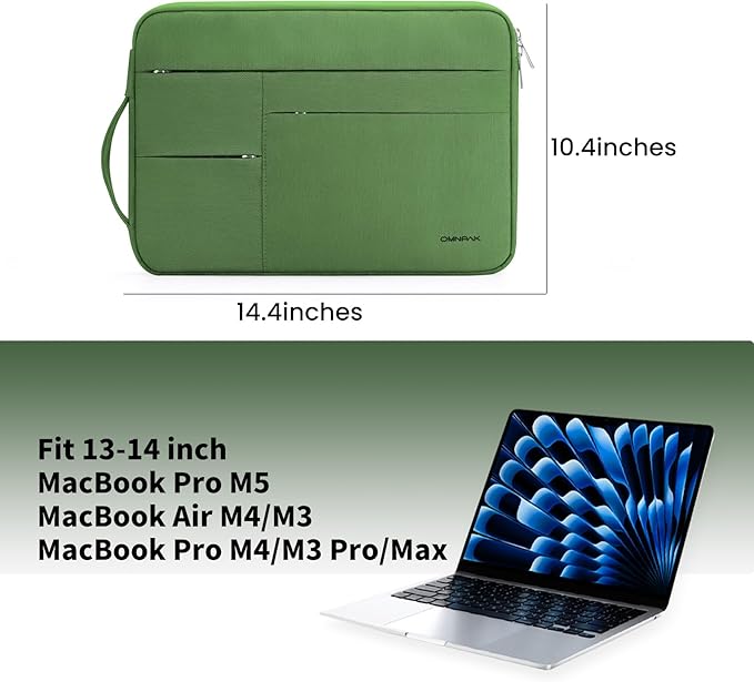Omnpak for 13.6 inch MacBook Air Case Sleeve Compatible with 13 inch New MacBook Air M5/MacBook Neo A18 Pro, 13-14" MacBook Air/Pro M5/M4/M3/M2/M1, Water Repellent Laptop Case with Handle