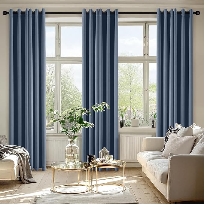 MIULEE Blackout Curtains for Bedroom Living Room 2 Panels, Thermal Insulated Room Darkening Drapes Grommet Noise Reducing Light Blocking Window Treatments 80 Inches Long 40x80 Inch Stone Blue