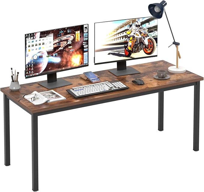 Need Large Computer Desk 63IN Large Home Office Desk,Heavy Duty Modern Simple Computer Table,Modern Sturdy PC Table for Work/Writing/Gaming/Study/Meeting Rustic Brown AC3FB(160 * 60)