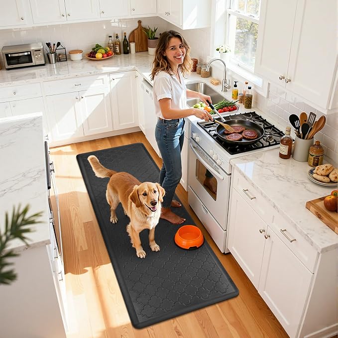 HEBE Anti Fatigue Kitchen Mats for Floor 20"x60", Cushioned Standing Mat | Non Slip Waterproof Kitchen Runner Rug, Heavy Duty Padded Foam Comfort Mat Floor Carpet for Standing Desk, Laundry, Sink