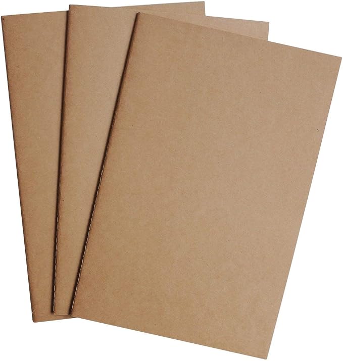 WANDERINGS Dotted Grid Travelers Notebook Insert/Large Journal Refill | 7" x 10.7" (18 x 27cm) | 3 Booklets, 180 Blank Pages | Travelers Notebook Refills for Journals, Diaries, Planners