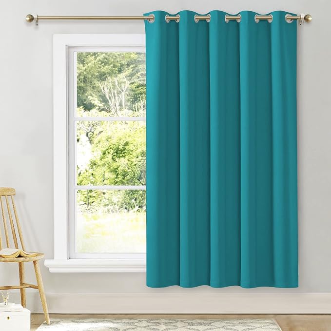NICETOWN Room Darkening Curtains for Bedroom, Peacock Teal Thermal Insulated Drapes 72 inches Long for Office, Loft, Guestroom (1 Panel, 70" Wide per Panel)