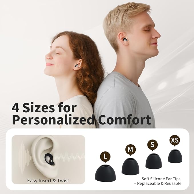 Ear Plugs for Sleeping Noise Cancelling, Ear Plugs for Noise Reduction with 8 Eartips, Reusable Earplugs for Concerts Snoring Side Sleepers, Silicone Earplug Hearing Protection 30db (Black)