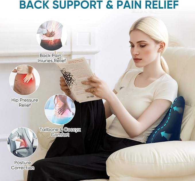 Lumbar Support Pillow for Recliner, Ergonomic Back Support Pillow | Dual-Layer Memory Foam, Soft Velvet Cover, Lower Back Pain Relief, Couch Back Cushions for Recliner, Sofa & Gaming Chair