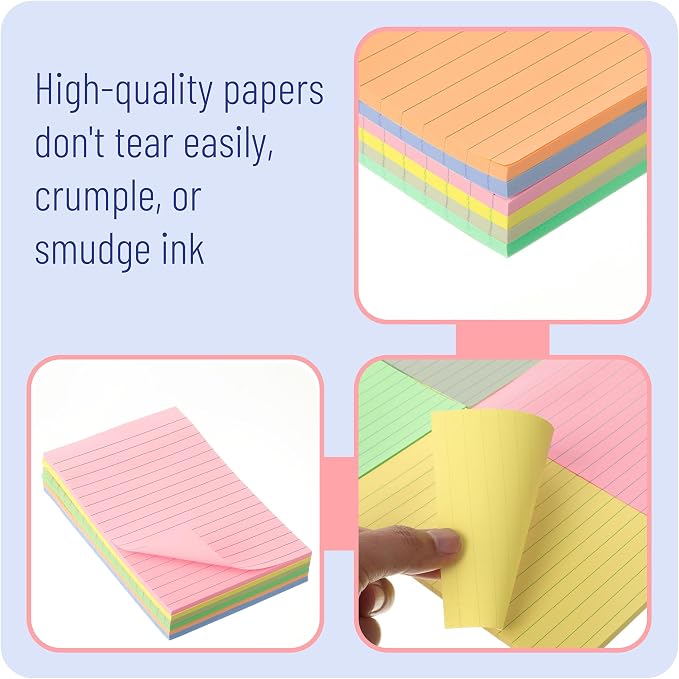 Mr. Pen- Lined Sticky Notes, 4" x 6", 6 Pads, 45 Sheets/Pad, Morandi Color | Sticky Notes with Lines, Ruled Post Stickies, Memo Pads, Self-Stick Note Pad for Office, School, Home, Study