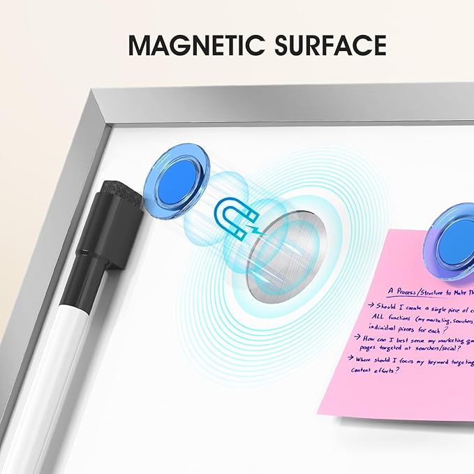 MaxGear Dry Erase Board with Stand 16" x 12", Small Whiteboard for Desk | Double-Sided Adjustable Tabletop Writing Board with Marker, Portable Desktop White Board for Office, Home, Study
