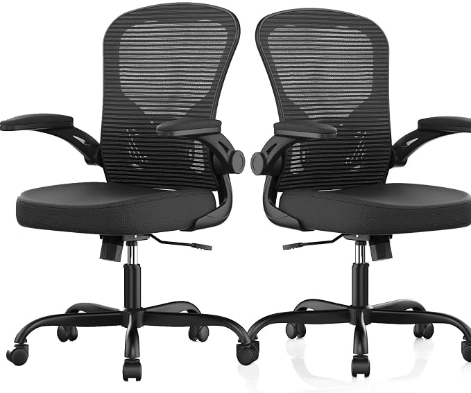 Office Chair, Ergonomic Desk Chairs 330LBS Capacity High Back Mesh Computer Chair with Flip-up Armrests, Comfy Work Chair with Adjustable Lumbar Support